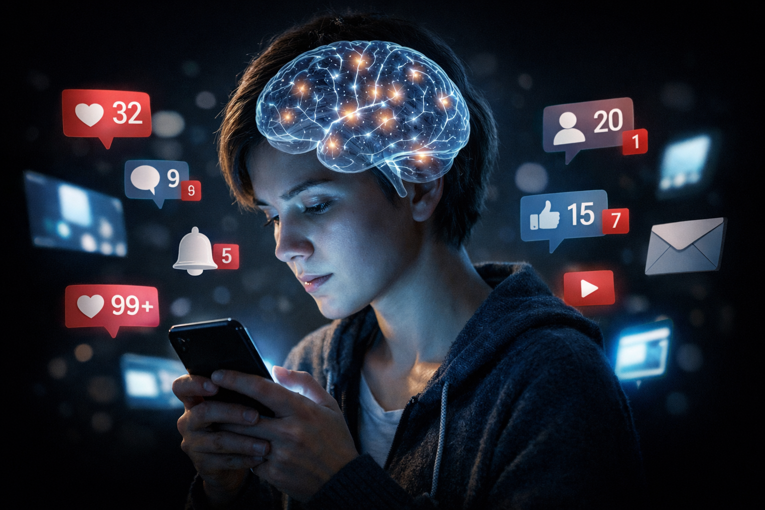Attention economy impact on brain from constant digital notifications