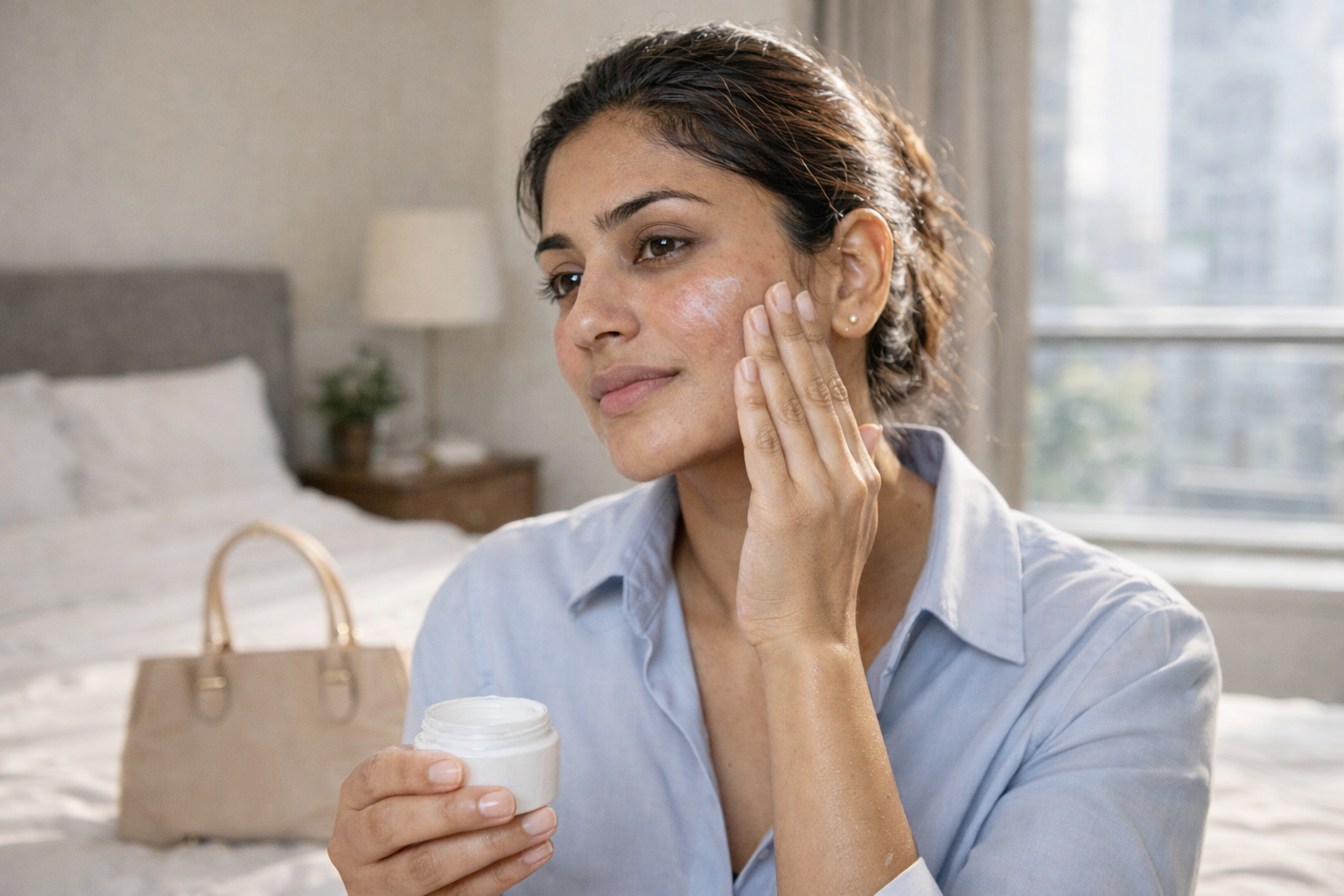 Morning skincare routine for Indian office goers with sensitive skin